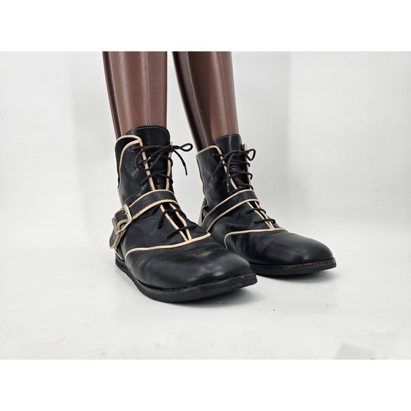 JOHN FLUEVOG "IN THE MONEY" BLACK BOOTS BOOTEES WITH BUCKLES STRAPS Size 7 - Picture 2 of 16